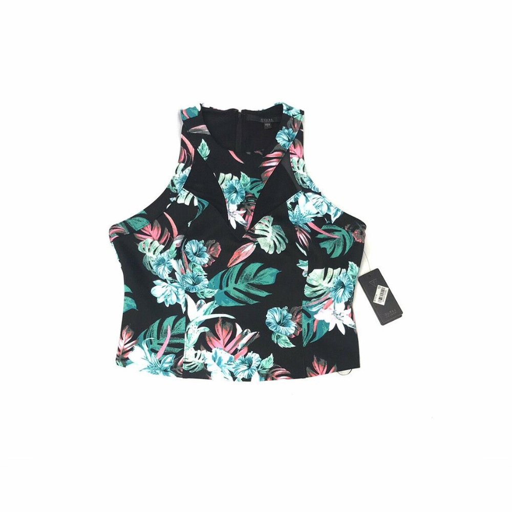 2 for $12 Guess Floral and black mesh top NWT